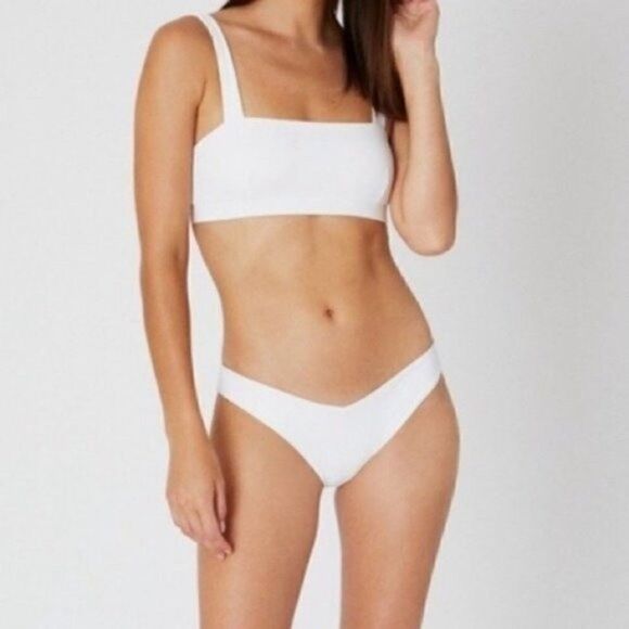 Onia Chiara white ribbed Medium BoxA - Picture 1 of 6